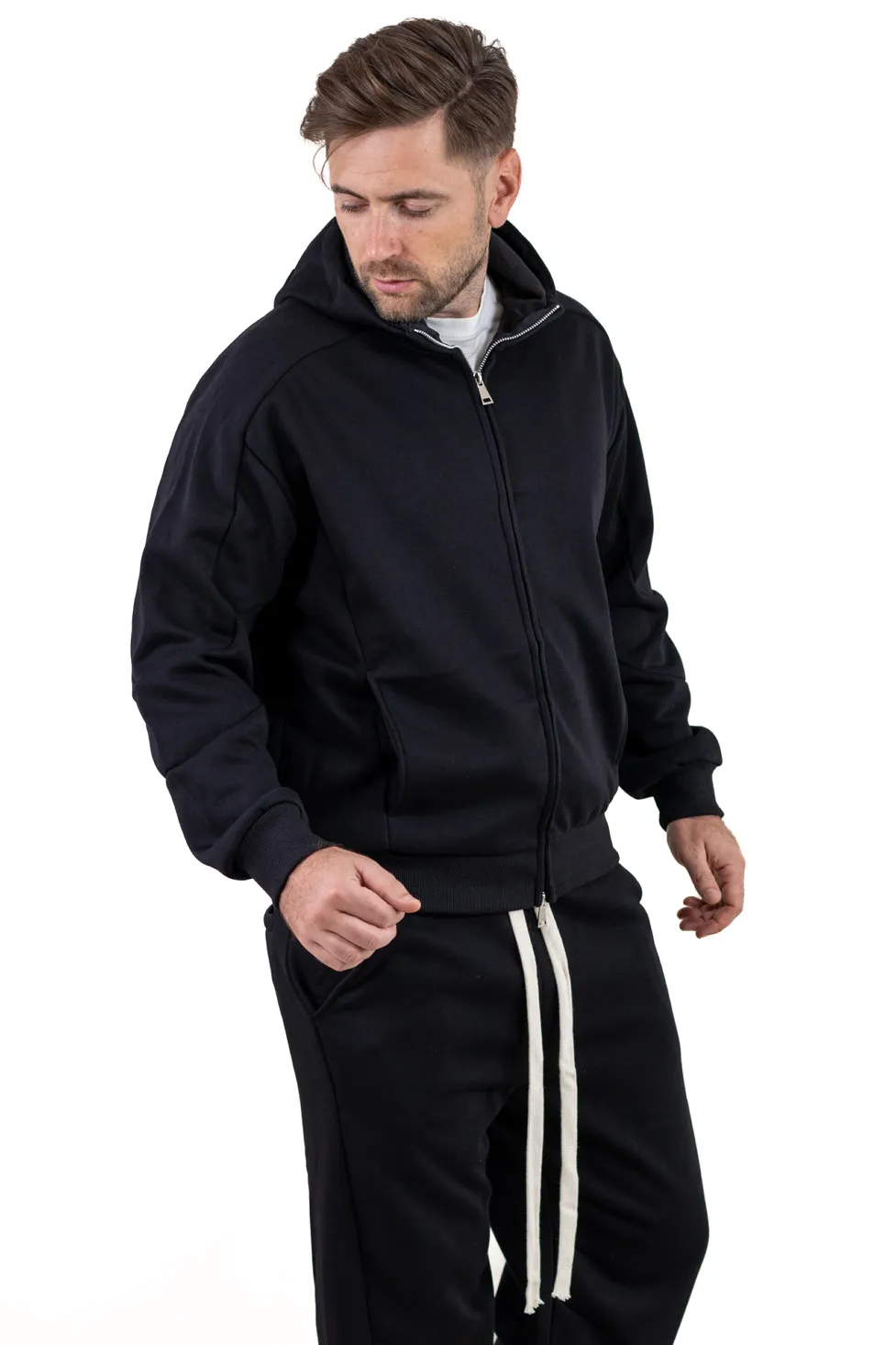 Trening negru gros oversize căptușit cu catifea [2]