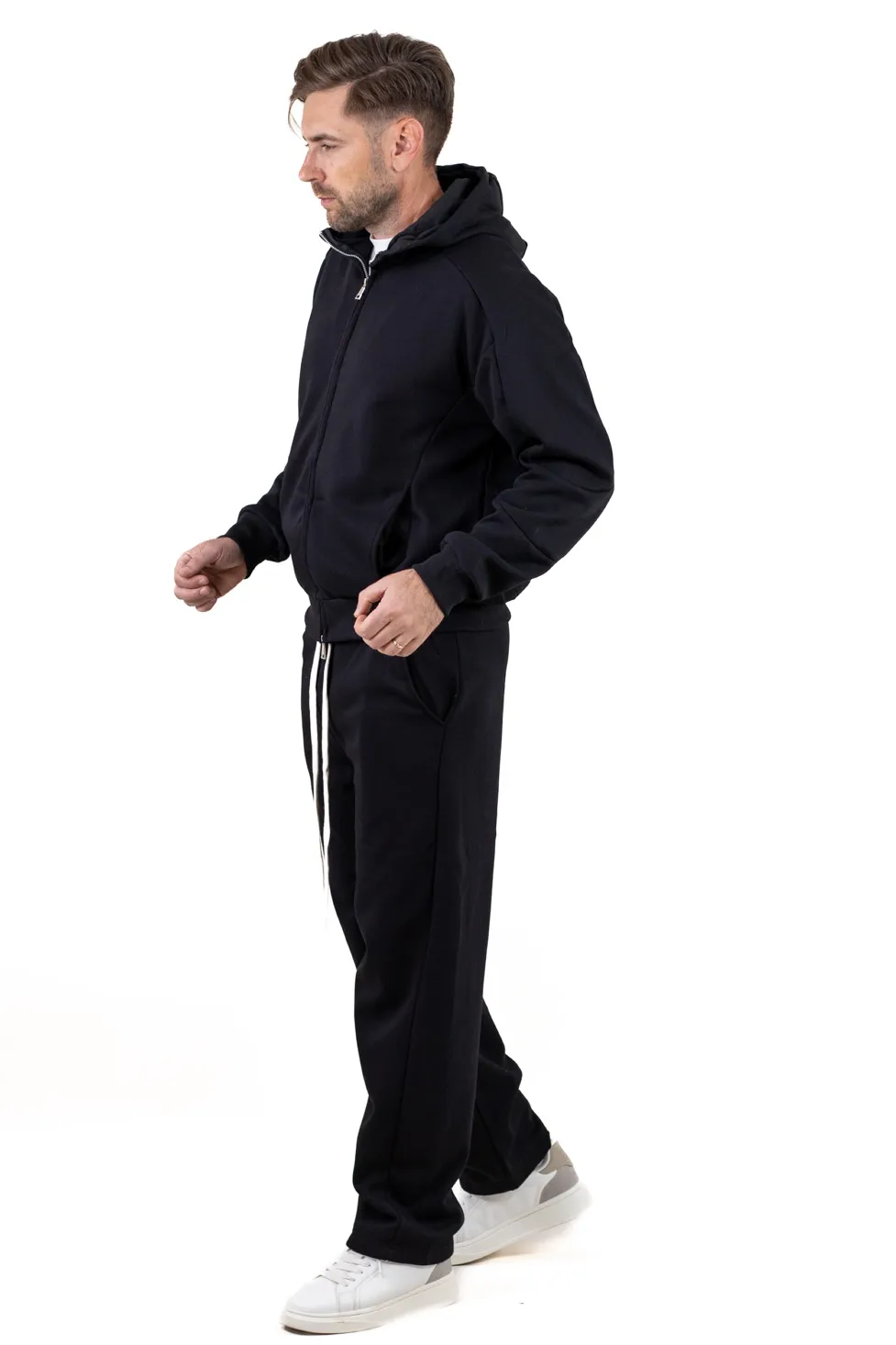 Trening negru gros oversize căptușit cu catifea [7]