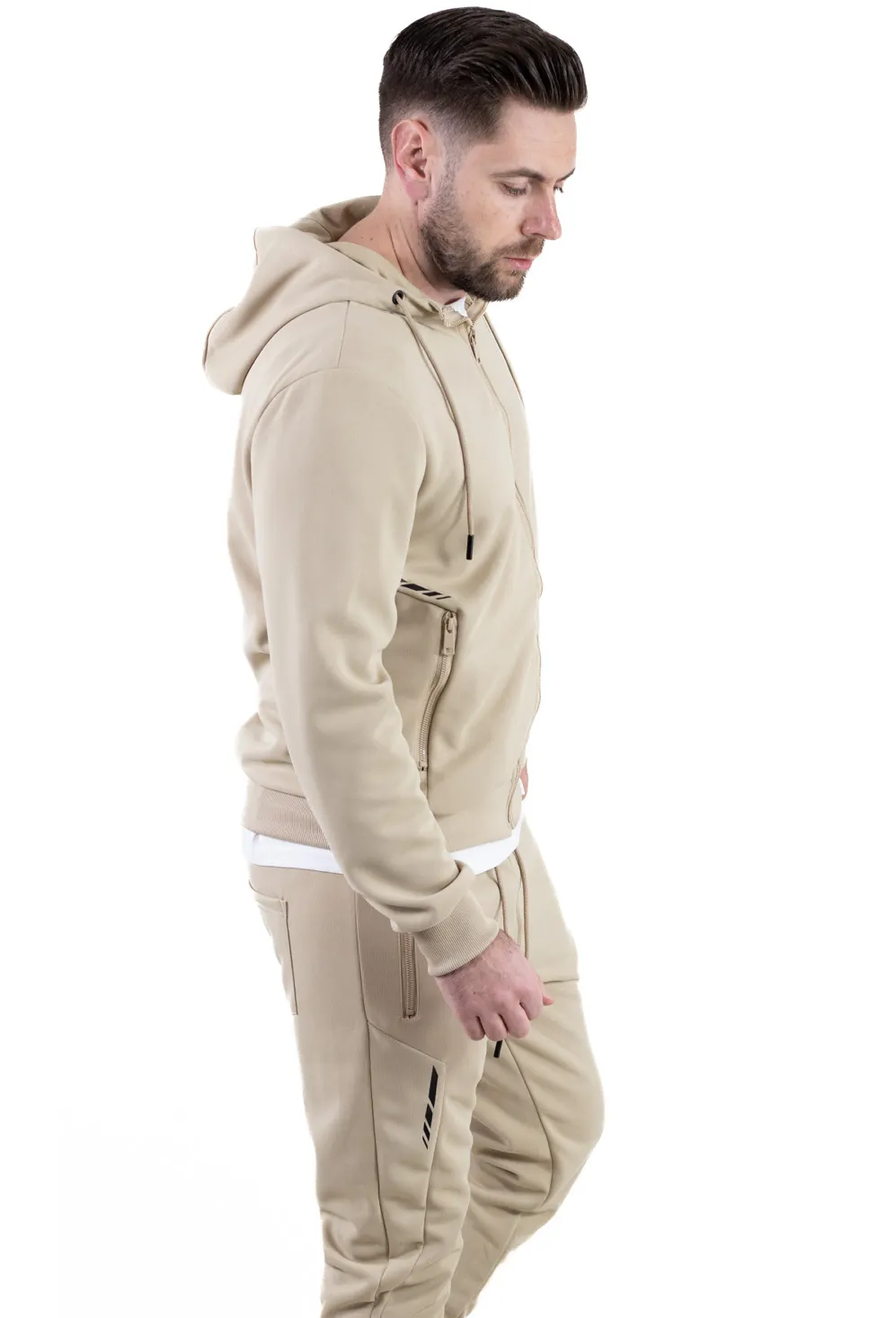 TRENINGURI - Trening crem confort cu fermoar si gluga