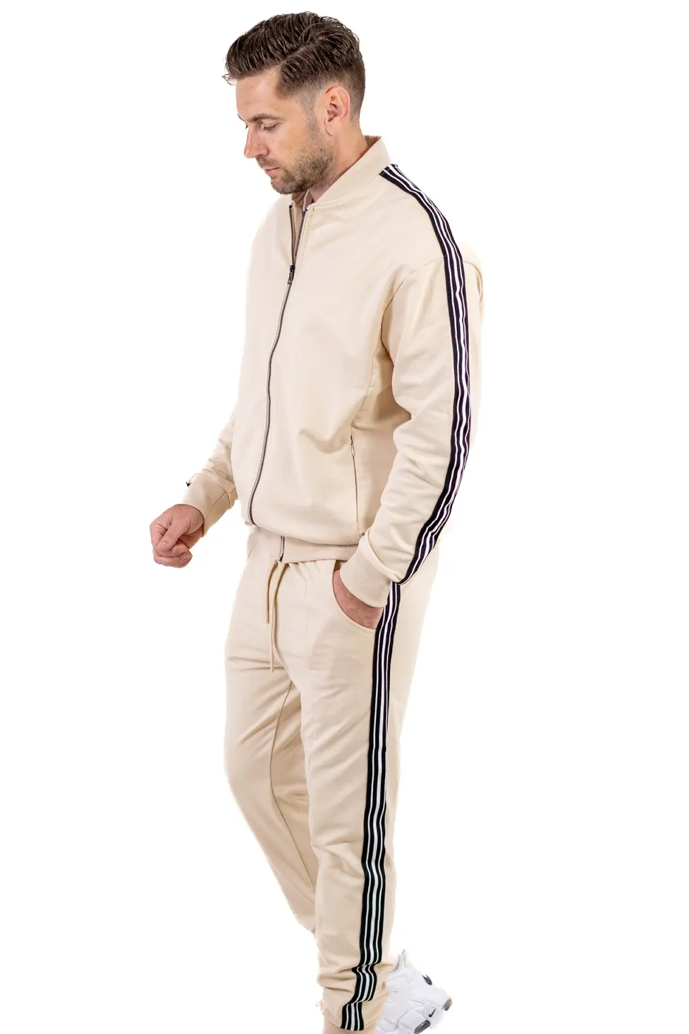 TRENINGURI - Trening pentru barbati premium crem stripe
