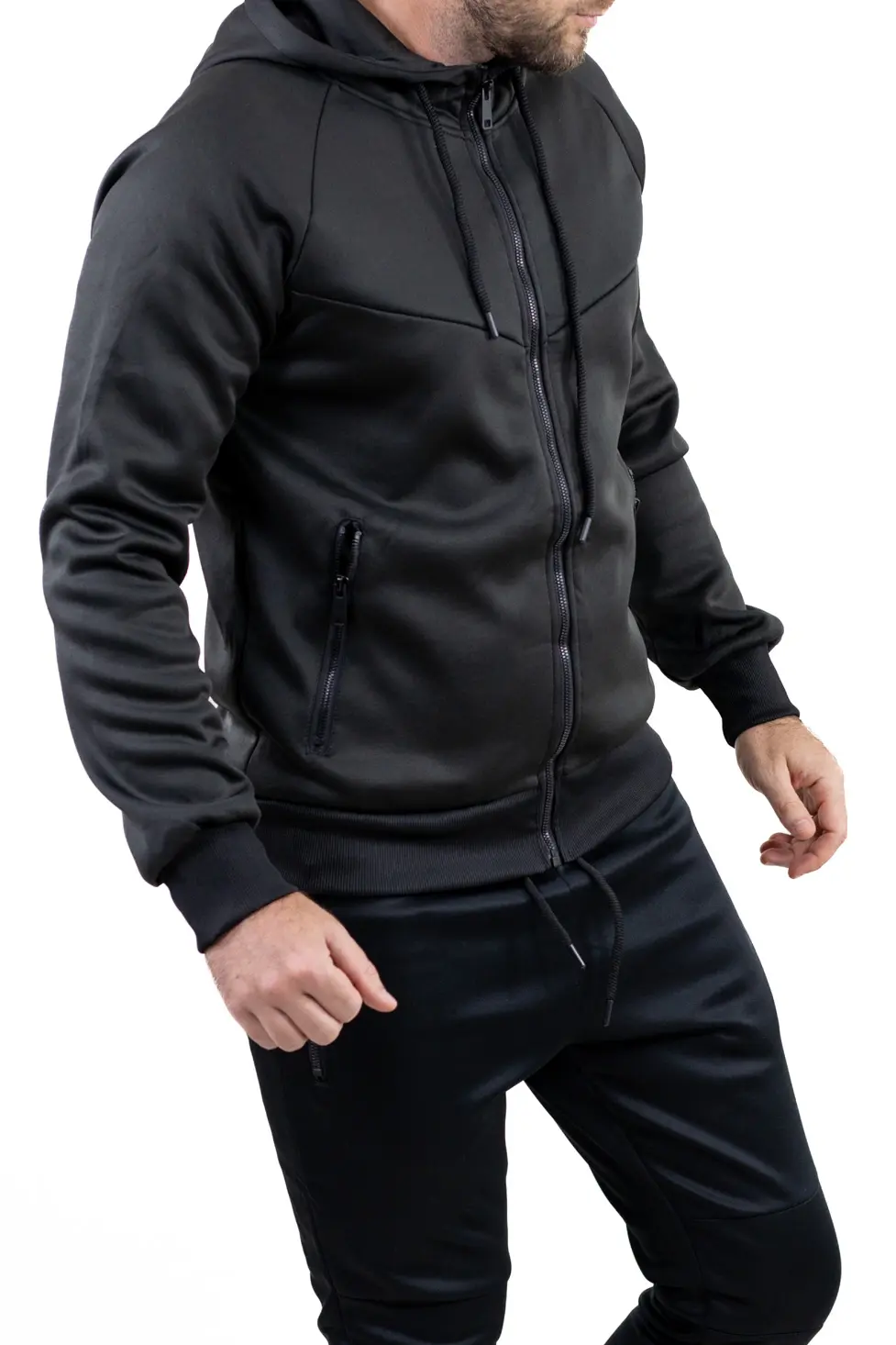 Trening bărbați slim fit din poliester negru [5]