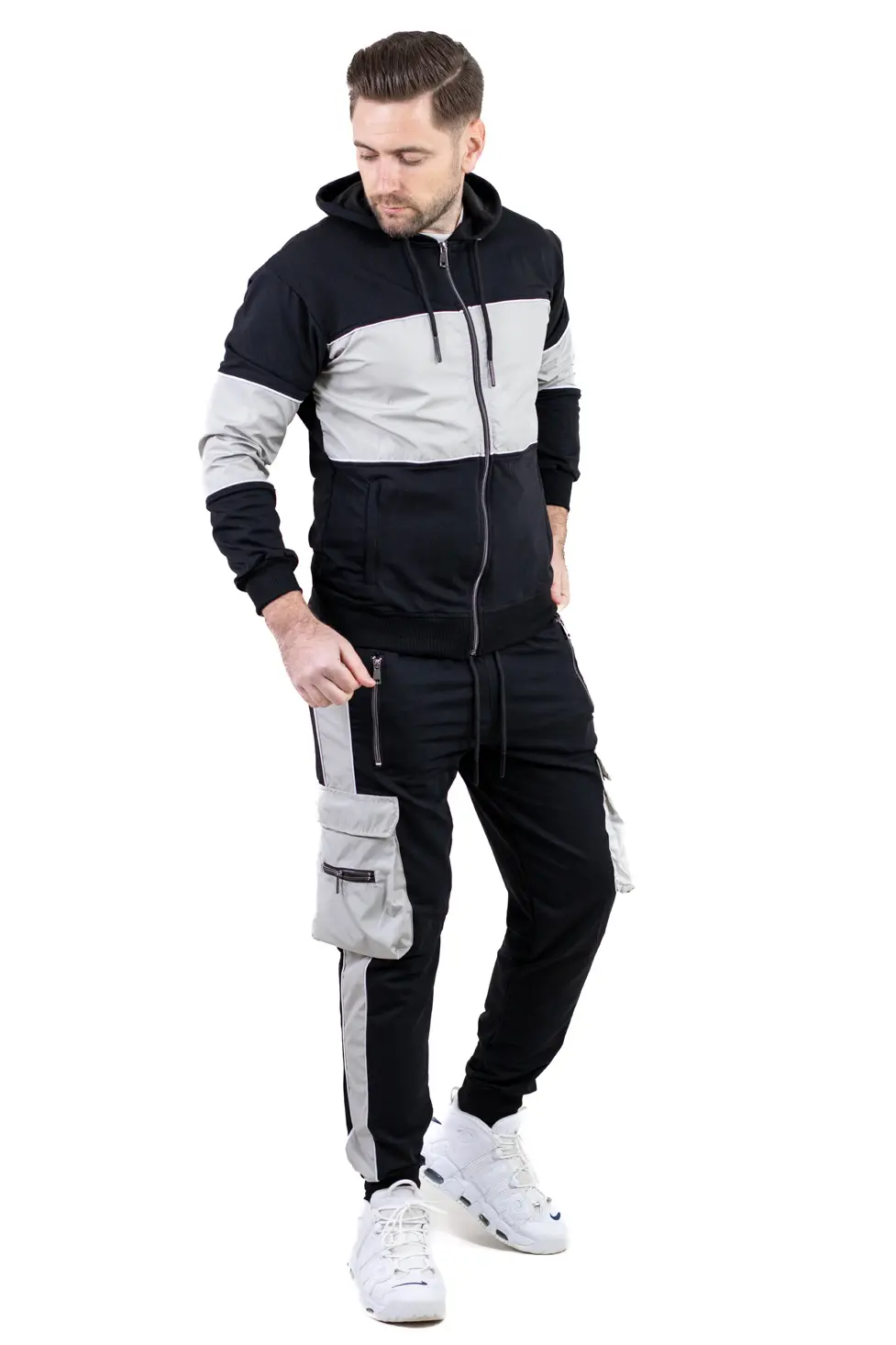 Noutati - Trening urban cu multiple buzunare negru cu gri