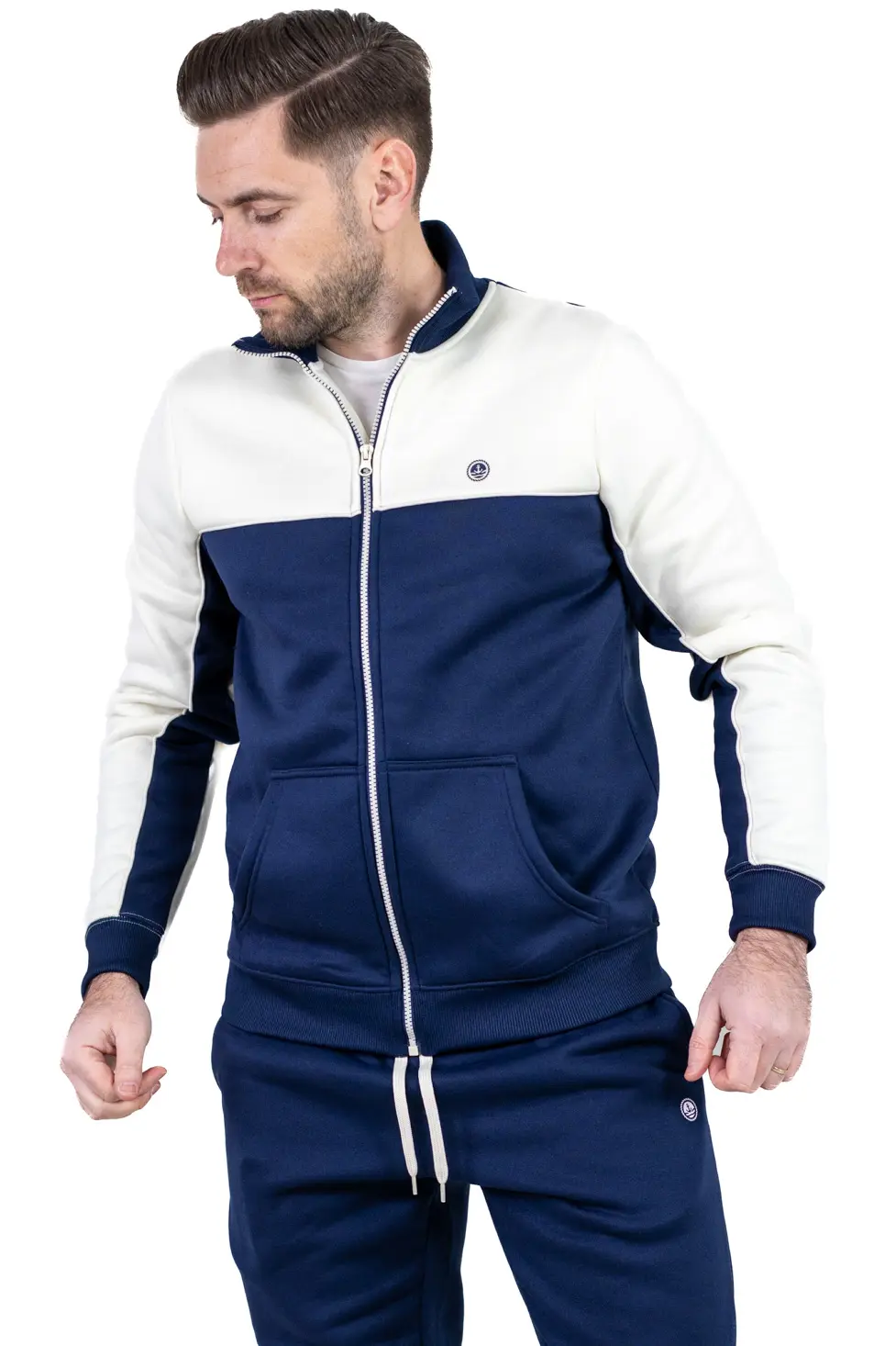 Trening gros vătuit bleumarin - crem [7]