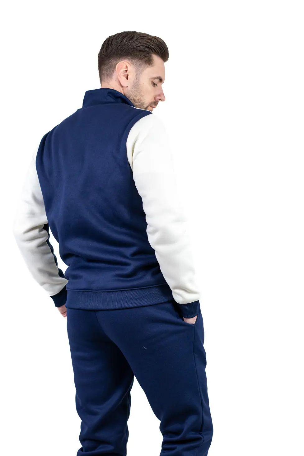 Trening gros vătuit bleumarin - crem [10]