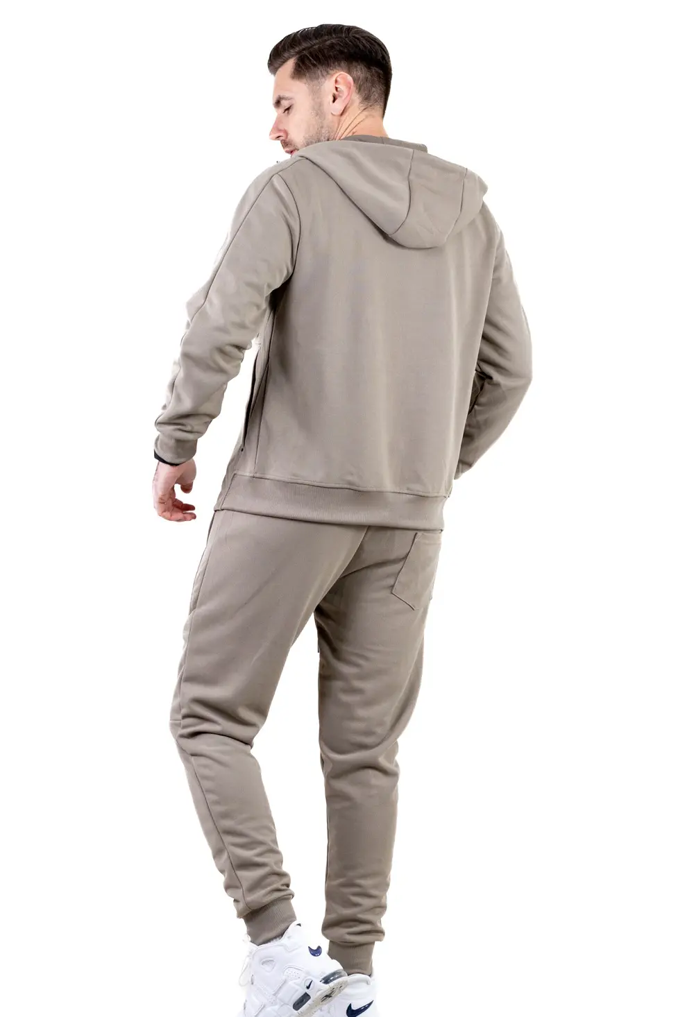 Trening barbati cu hanorac si pantaloni, material elastic, bej [12]