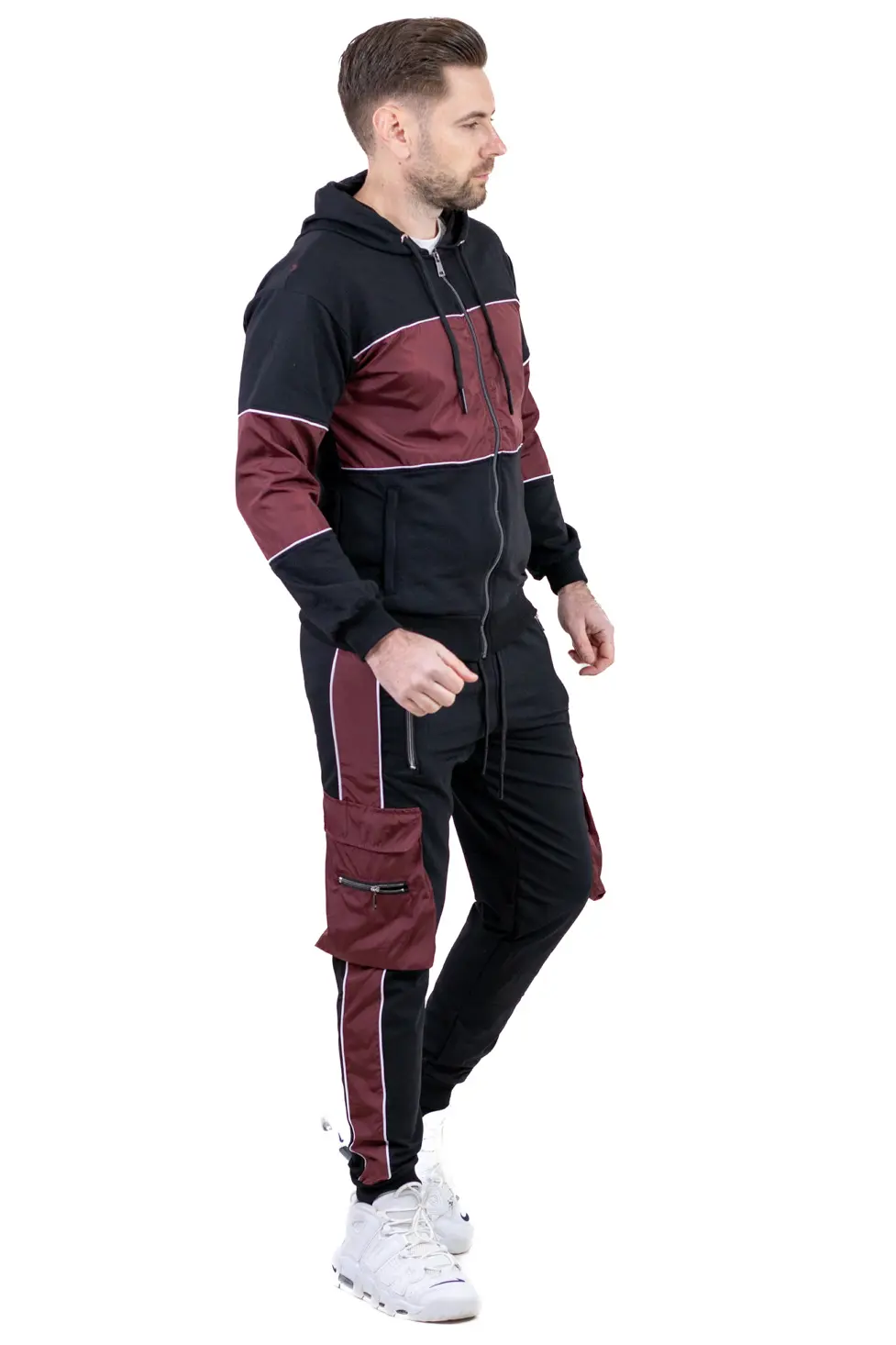 Trening urban cu multiple buzunare negru cu bordo [9]