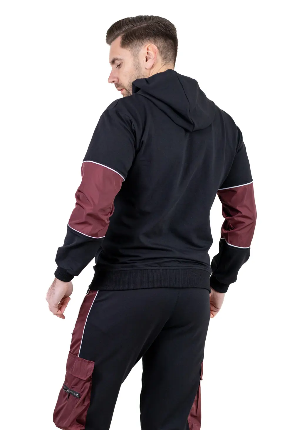 Trening urban cu multiple buzunare negru cu bordo [6]
