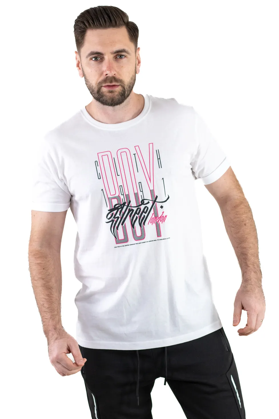 Barbati - Tricou alb bumbac London