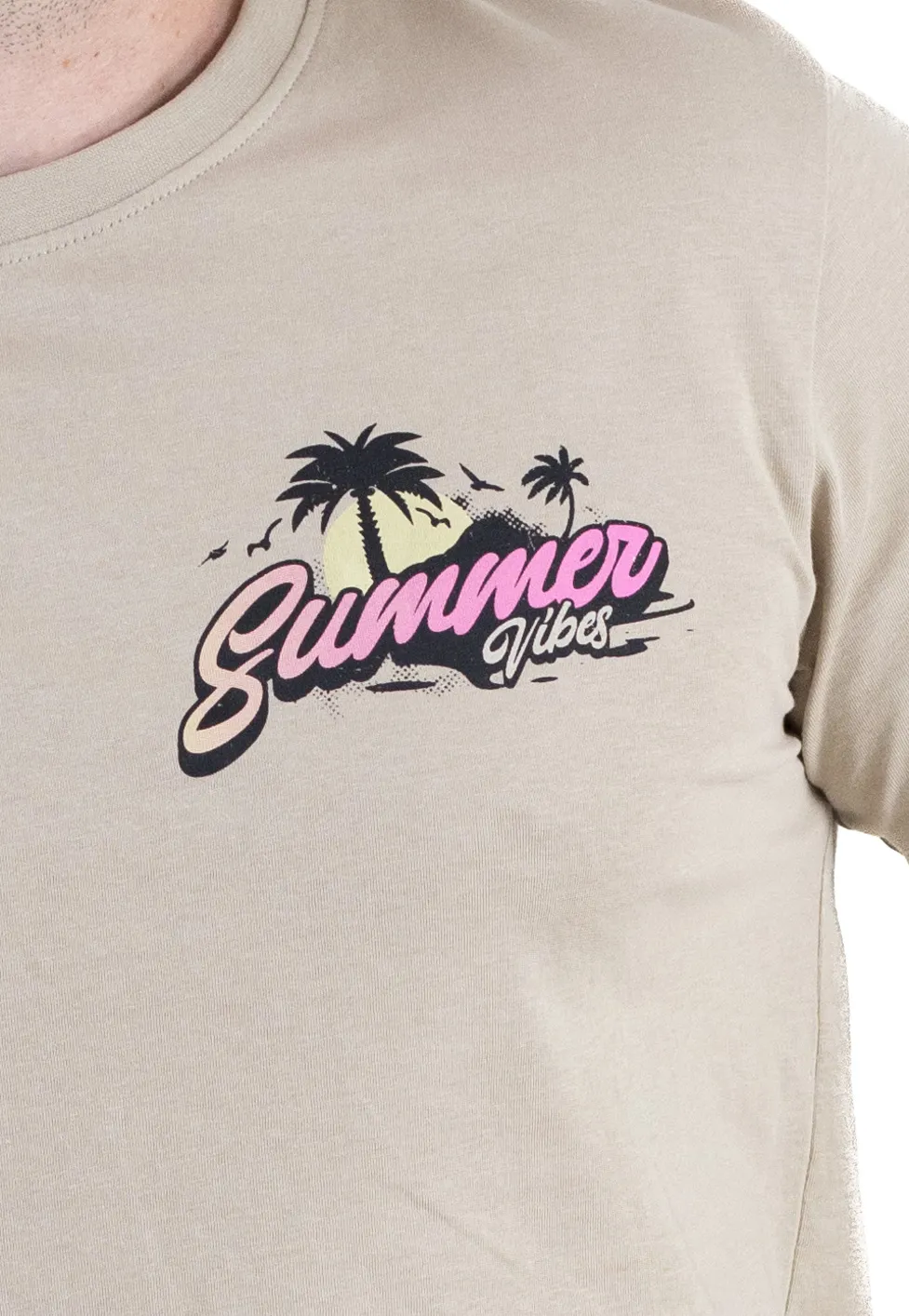 Barbati - Tricou crem bumbac Summer