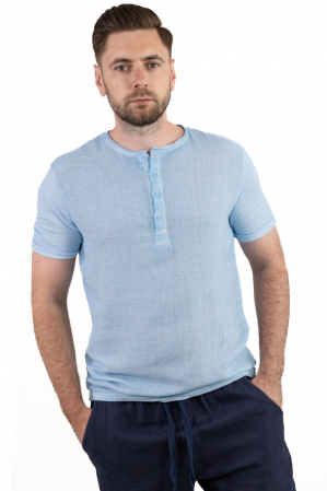 Tricou Bărbați Albastru In și Bumbac [1]