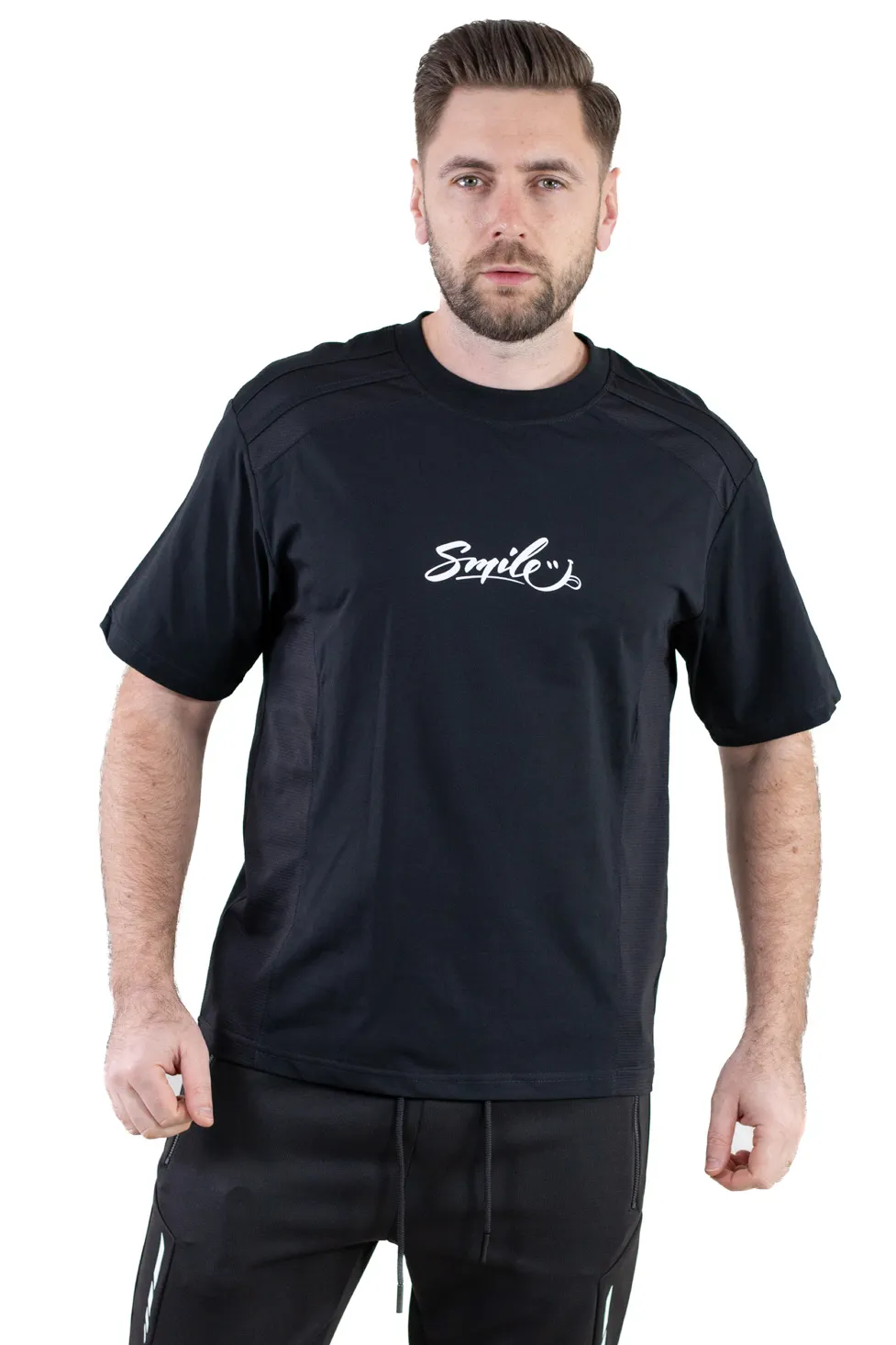 Tricou negru oversize Smile [6]