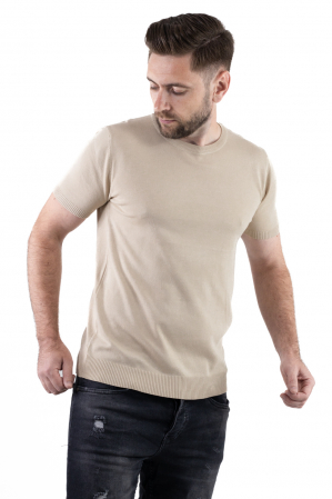 BLUZE - Tricou bej simplu barbati din tricot