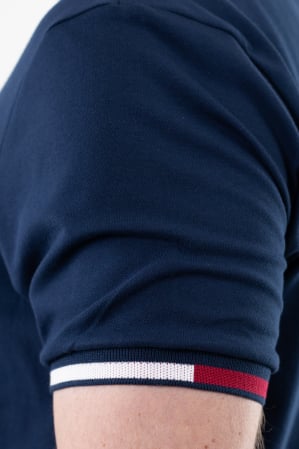 Tricou barbati bleumarin cu detalii la guler si maneci [7]