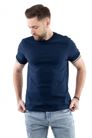 Tricou barbati bleumarin cu detalii la maneci [3]