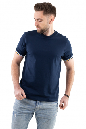 Tricou barbati bleumarin cu detalii la maneci [5]