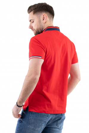Tricou barbati rosu cu guler tunica [2]