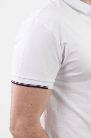 Tricou barbati alb cu guler scurt [5]