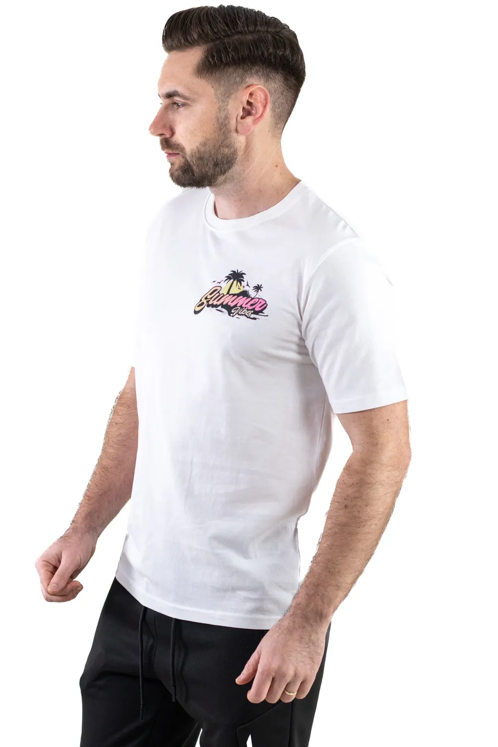 Barbati - Tricou alb bumbac Summer