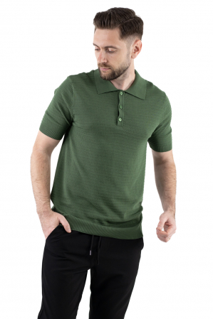 Tricou polo barbati din tricot verde [5]