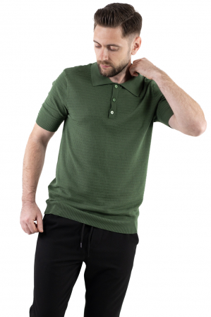 Promotii - Tricou polo barbati din tricot verde