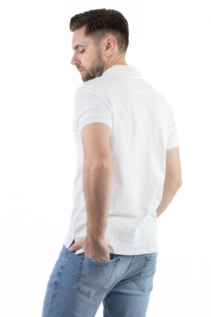 Tricou barbati polo alb regular fit [5]