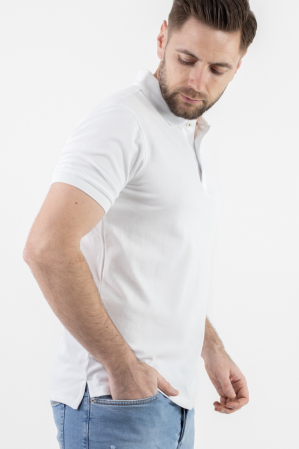 Tricou barbati polo alb regular fit [6]