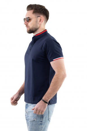 Tricou barbati bleumarin cu guler tunica [4]