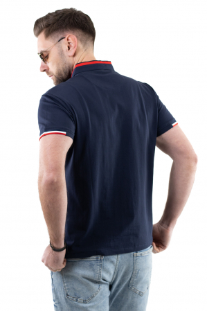 Tricou barbati bleumarin cu guler tunica [1]