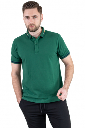 Tricou polo verde cu guler scurt si 2 nasturi [11]