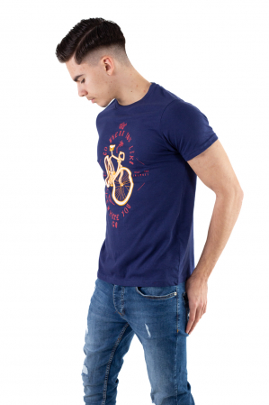 Tricou bumbac bleumarin cu imprimeu bike [1]