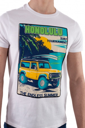 Tricou bumbac alb cu print [5]