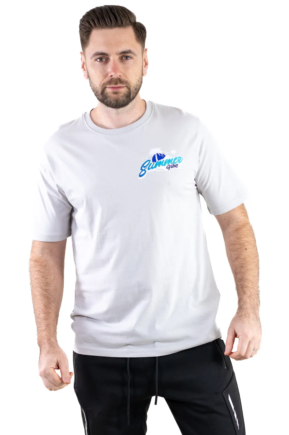 Barbati - Tricou gri bumbac Summer