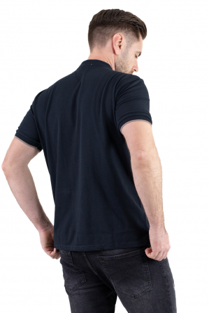 Tricou negru cu guler corean si 2 nasturi [3]