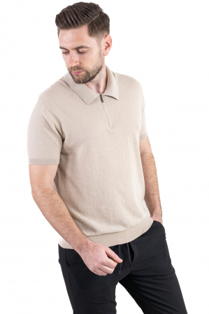 TRICOURI - Tricou elegant bej din bumbac aerisit