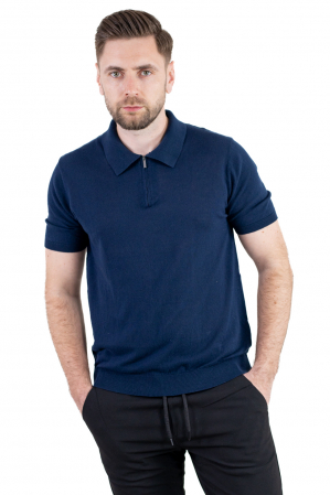 TRICOURI - Tricou elegant bleumarin din bumbac aerisit