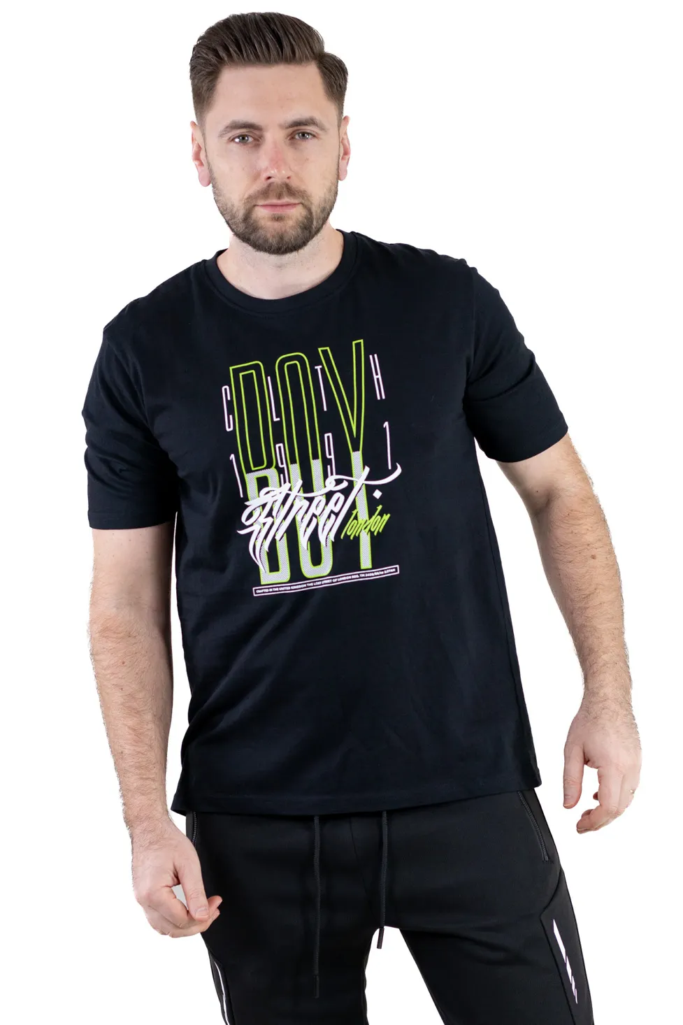 Tricou negru bumbac London [3]