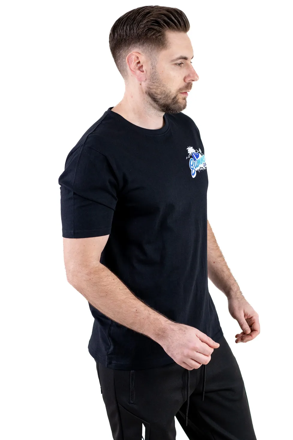 Tricou negru bumbac Summer [2]