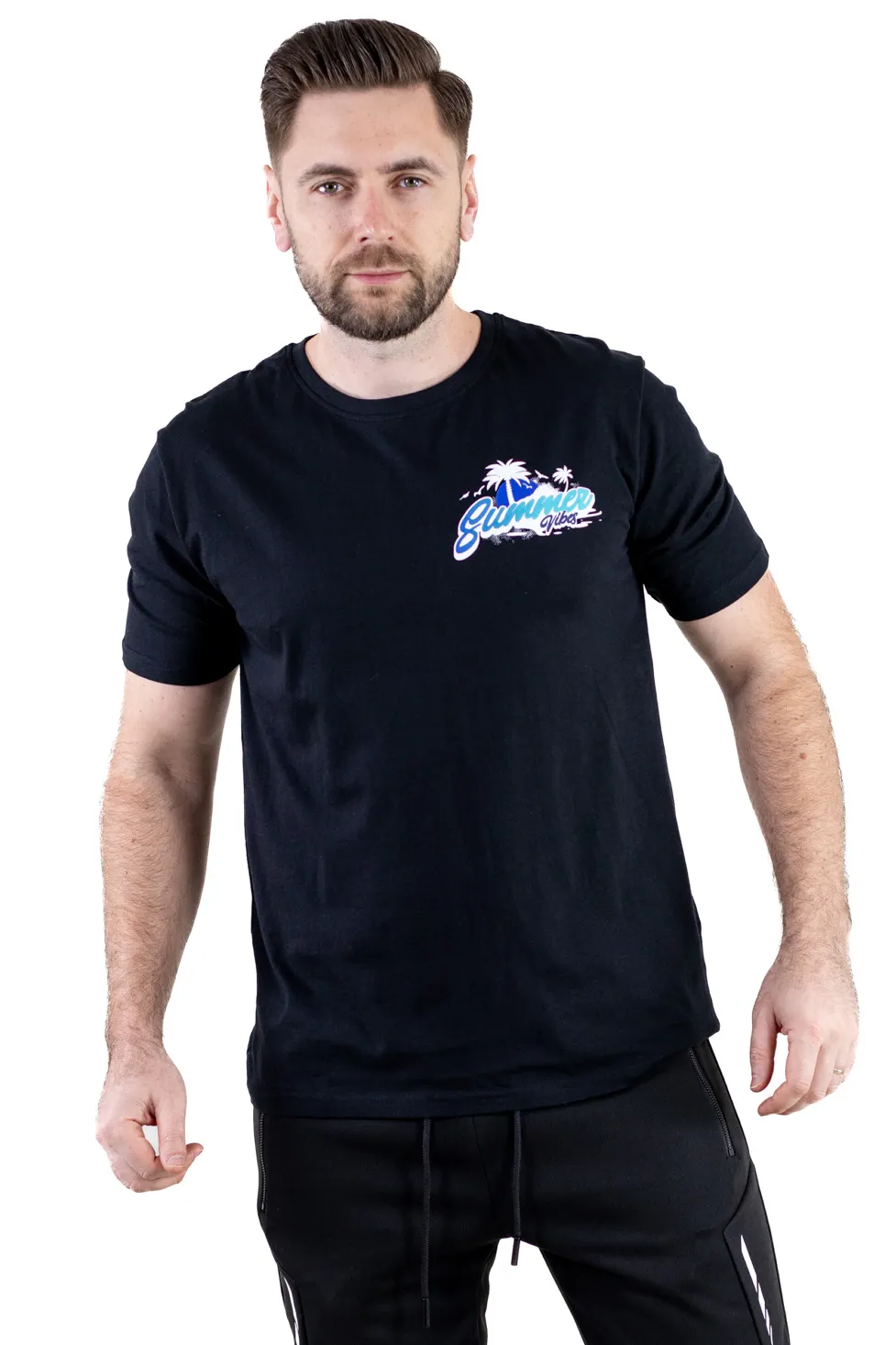 Barbati - Tricou negru bumbac Summer