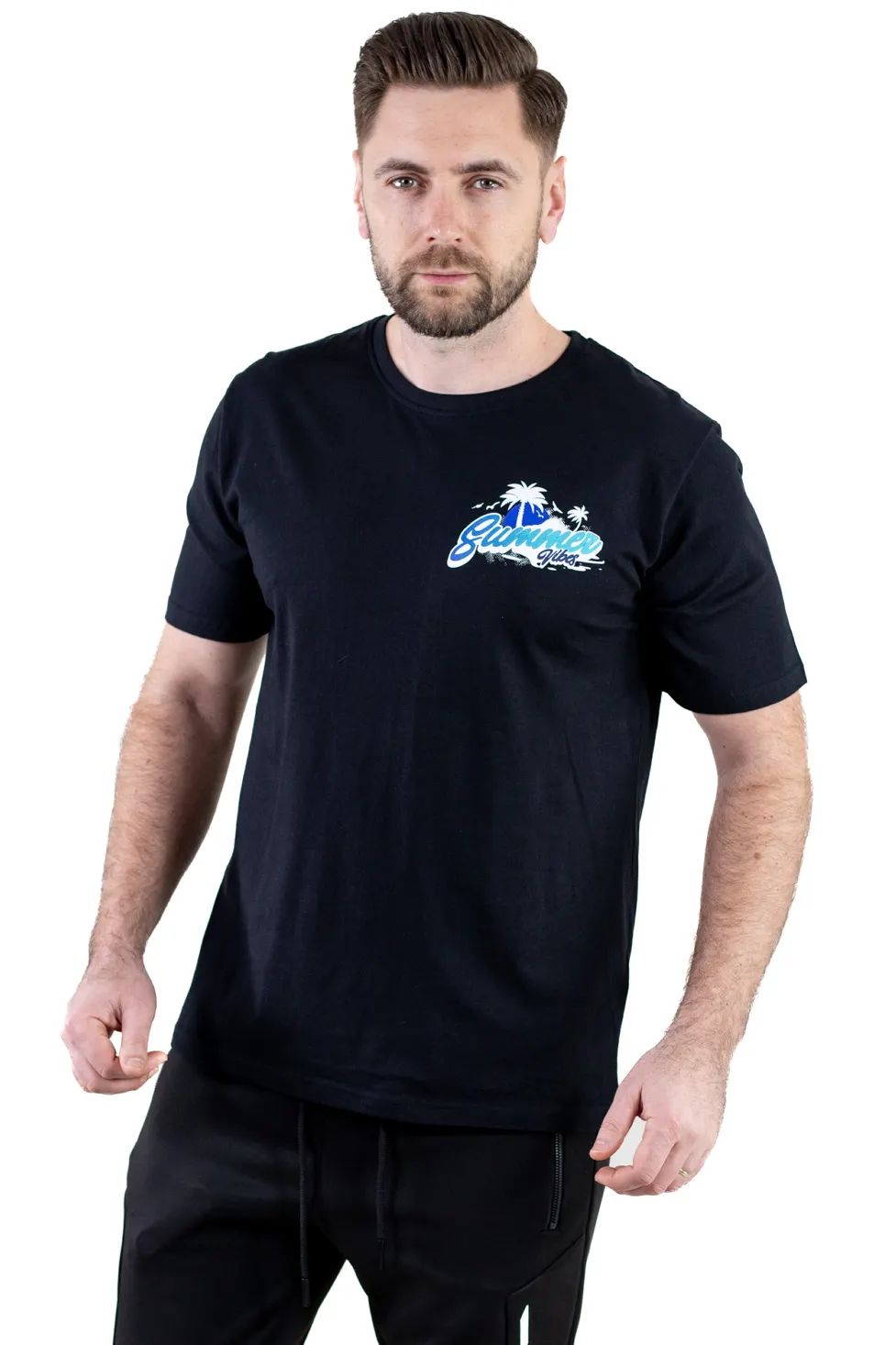 Tricou negru bumbac Summer [4]