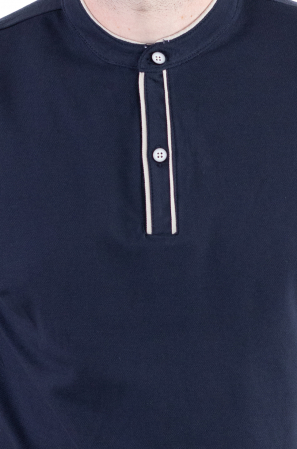 Tricou bleumarin cu guler corean si 2 nasturi [4]