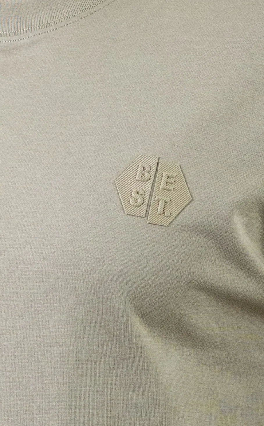 Tricou oversize bărbați kaki, bumbac gros, logo subtil [8]