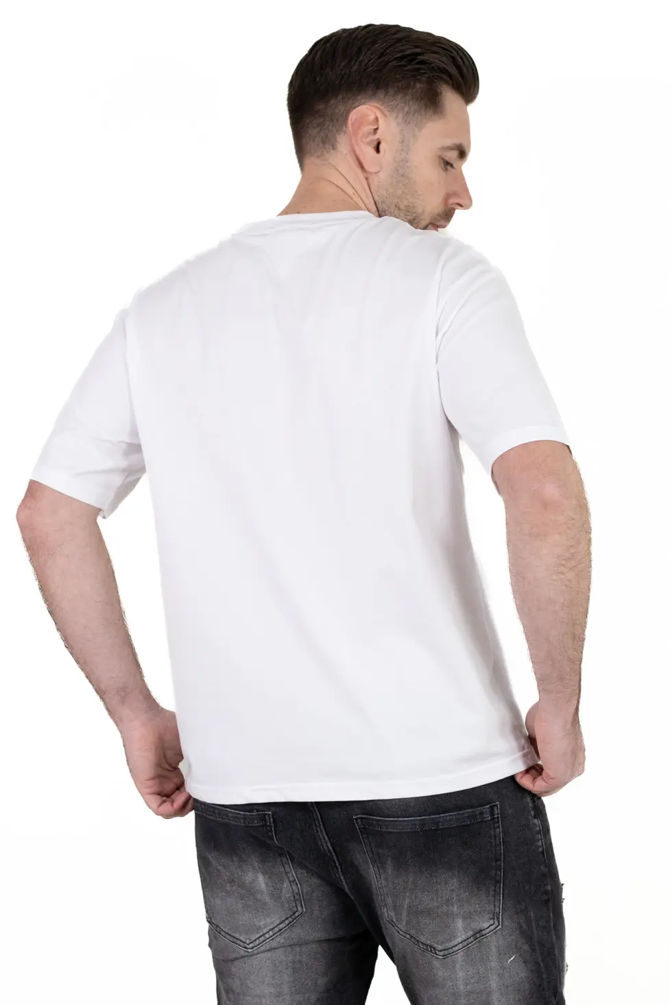 Tricou Oversize alb Bărbați – Material Dens cu Logo [4]