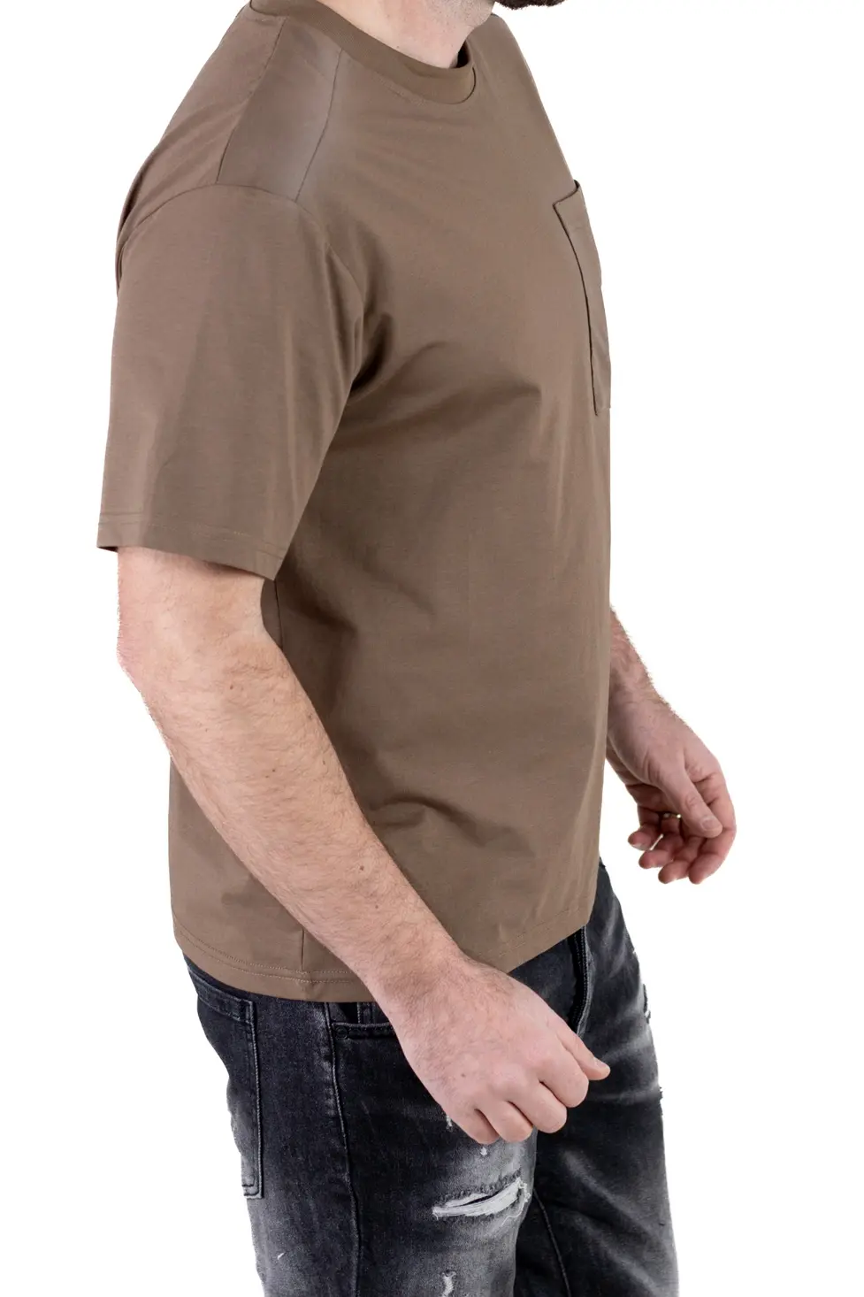 Tricou Oversize maro Bărbați – Material Dens cu Logo [3]