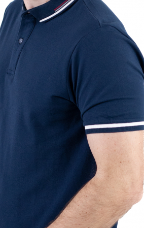 Tricou bleumarin cu guler scurt si 2 nasturi [1]