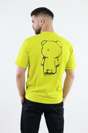 Tricou verde acid oversize cu print [0]