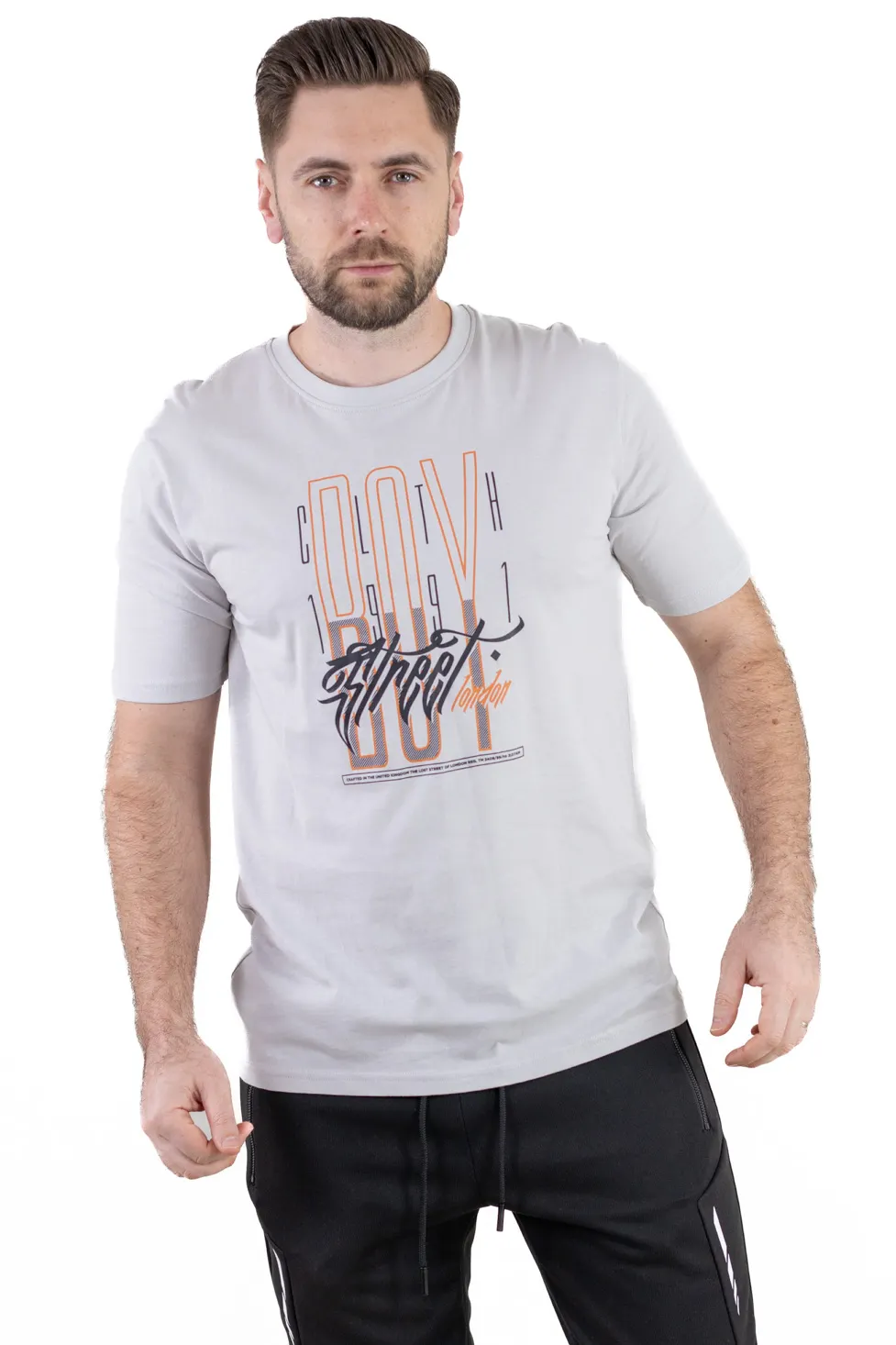 Barbati - Tricou gri bumbac London