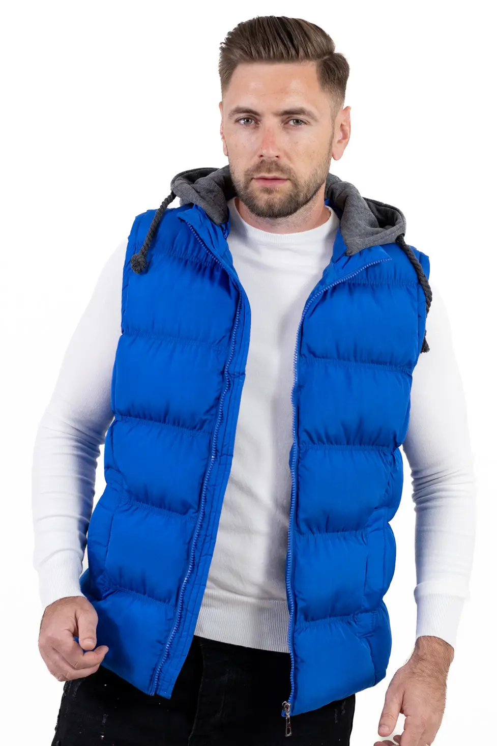 Vestă groasă bărbați cu glugă detașabilă Bordo [7]