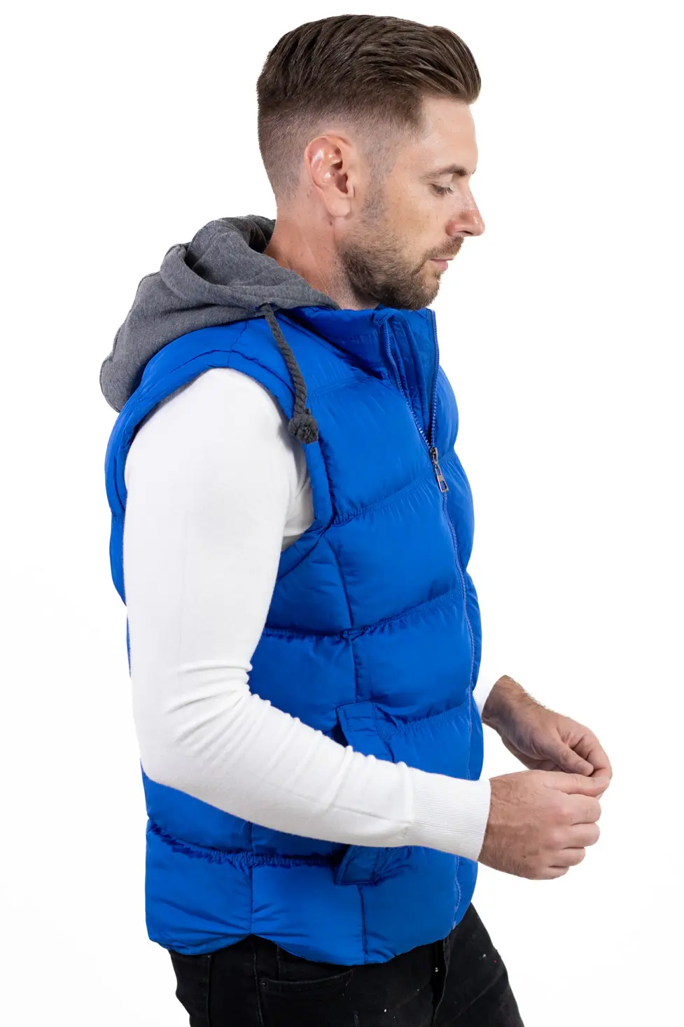 Vestă groasă bărbați cu glugă detașabilă Bordo [4]