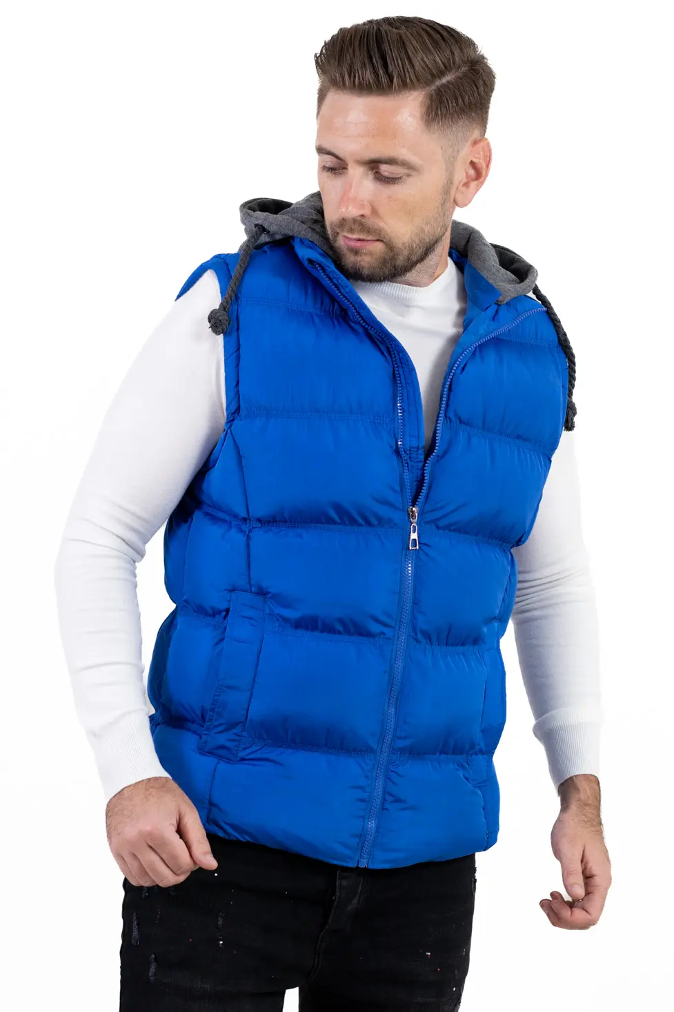 Vestă groasă bărbați cu glugă detașabilă Bordo [1]