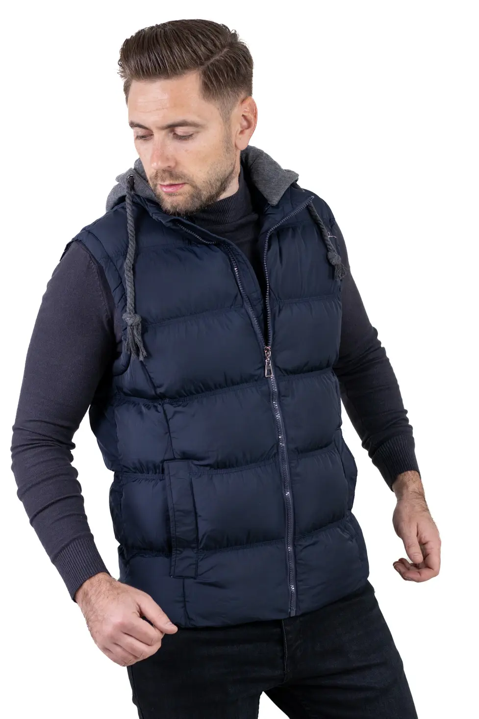 Vestă groasă bărbați cu glugă detașabilă bleumarin [1]